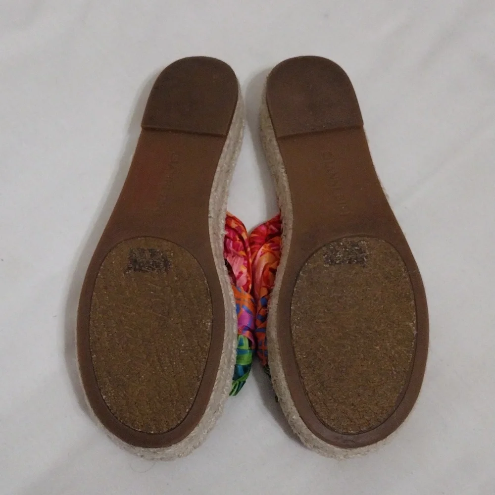 Gianni Bini Tropical Print Knotted Espadrille Platform Slide Sandals US 6 Resort